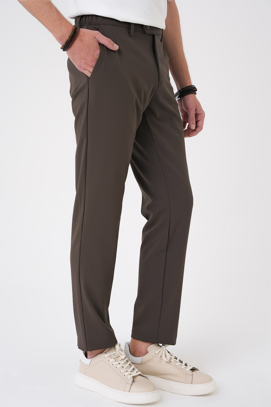 Comfort Fit Rahat Kalıp Beli Lastikli Toprak Jogger Pantolon  P 1184