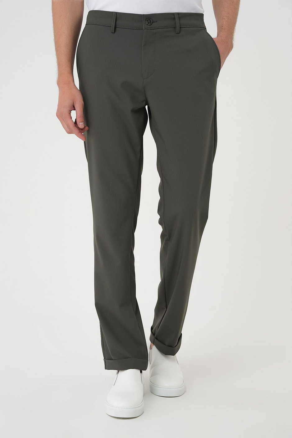 Comfort Fit Rahat Kalıp Beli Lastikli Haki Jogger Pantolon  P 1185