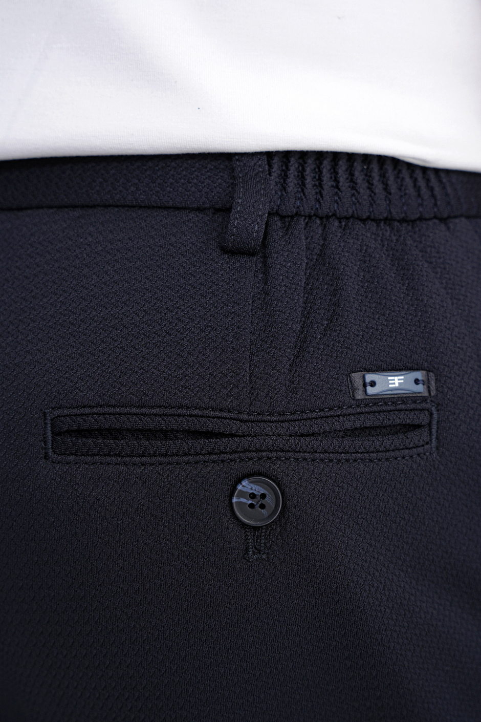 Comfort Fit Rahat Kalıp Beli Lastikli Armürlü Dokuma Esnek Pamuklu Lacivert Jogger Pantolon P 1217
