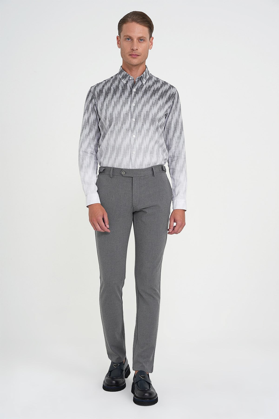Comfort Fit Rahat Kalıp Beli Lastikli Yandan Tokalı Esnek Açık Gri Jogger Pantolon P 1178