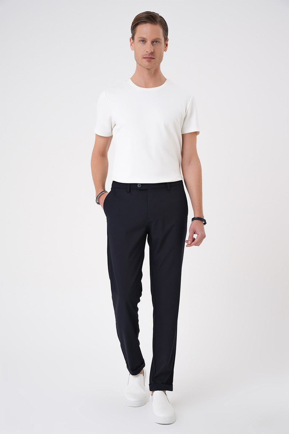 Comfort Fit Rahat Kalıp Beli Lastikli Lacivert Jogger Pantolon  P 1184