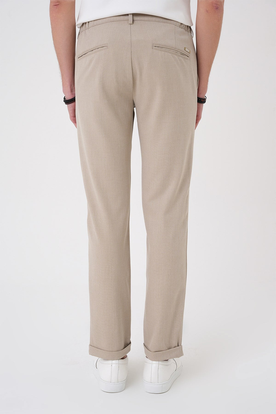 Comfort Fit Rahat Kalıp Beli Lastikli Bej Jogger Pantolon  P 1183