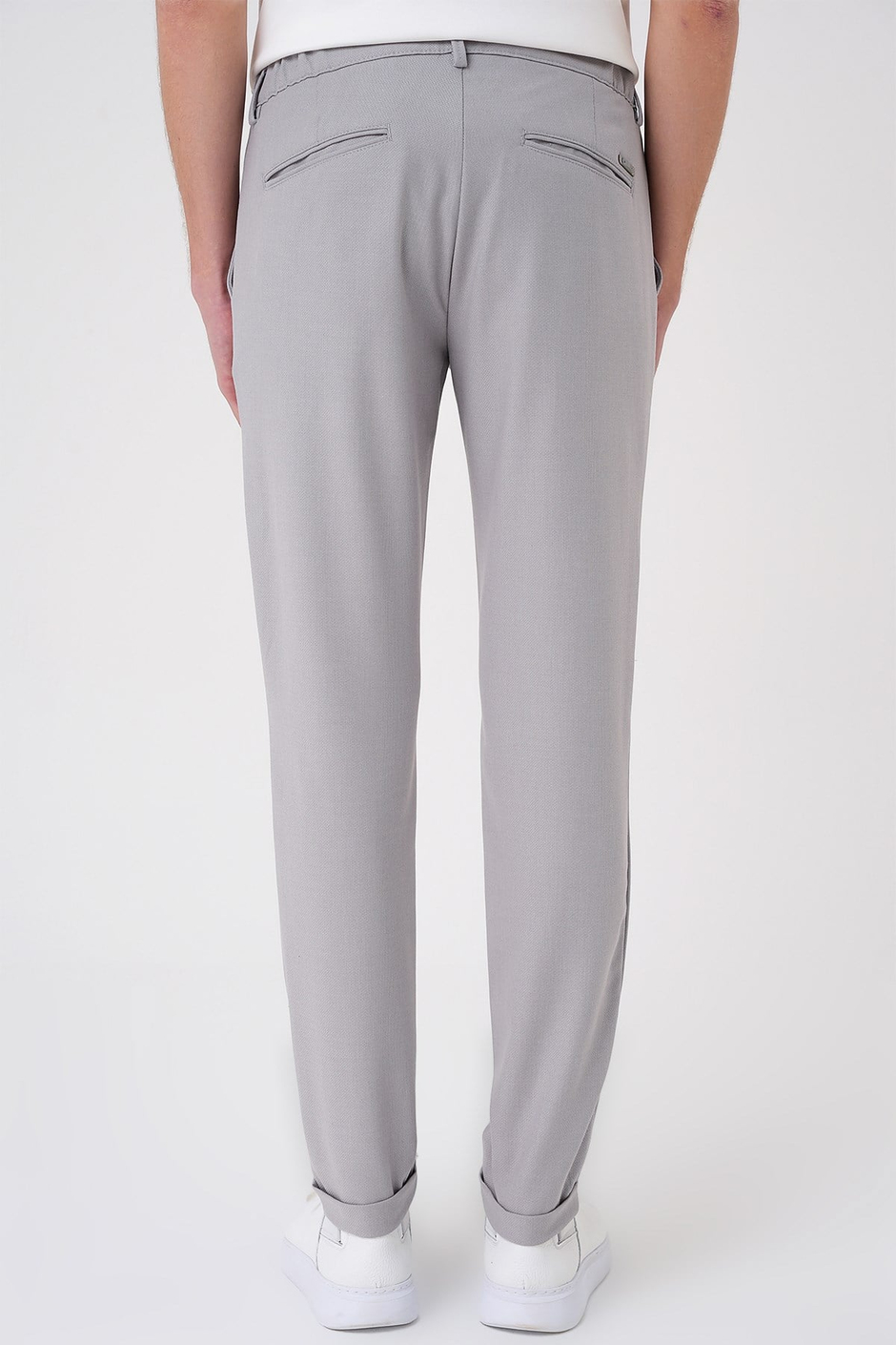 Comfort Fit Rahat Kalıp Beli Lastikli Dokulu Gri Jogger Pantolon  P 1186