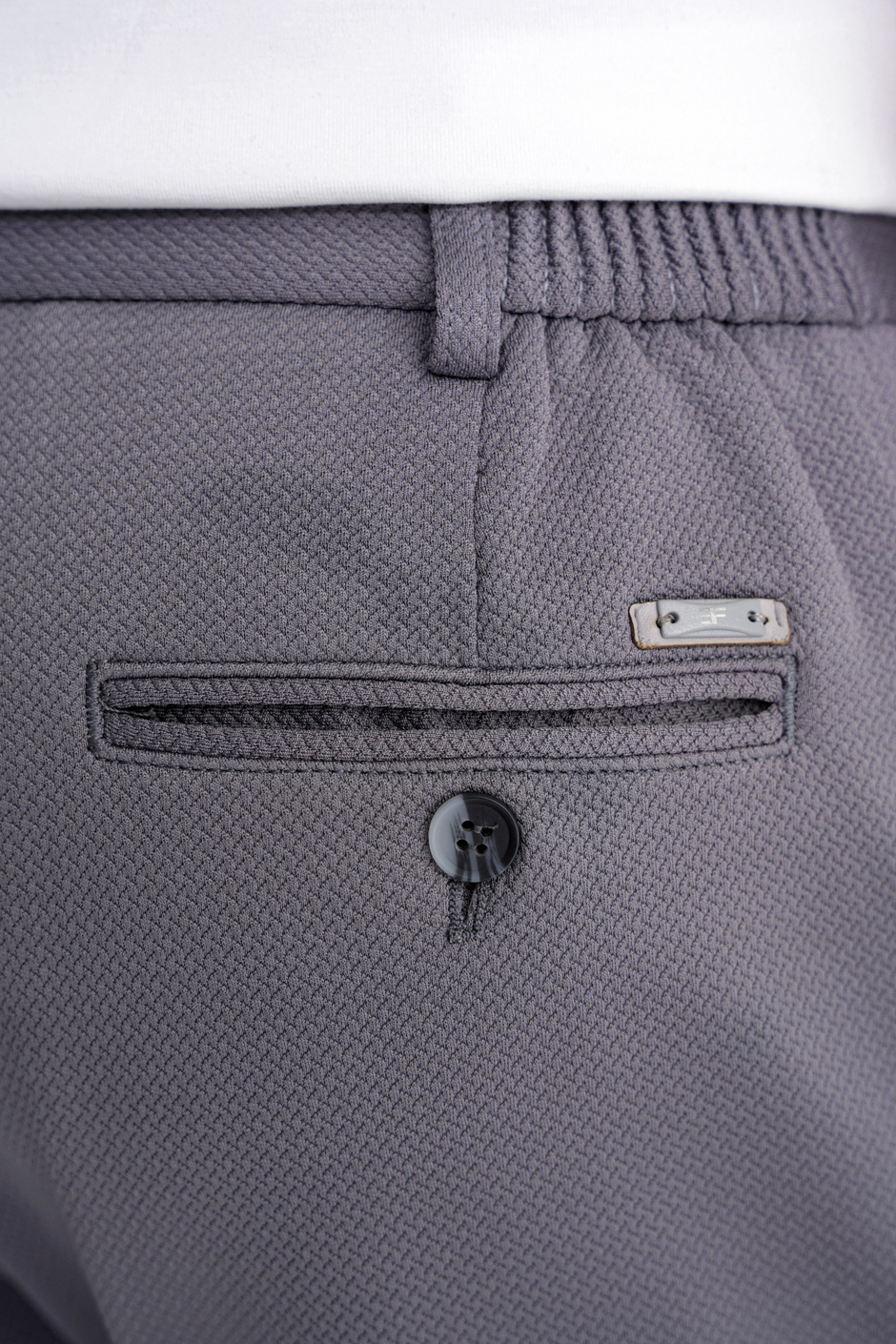 Comfort Fit Rahat Kalıp Beli Lastikli Armürlü Dokuma Esnek Pamuklu Gri Jogger Pantolon P 1217