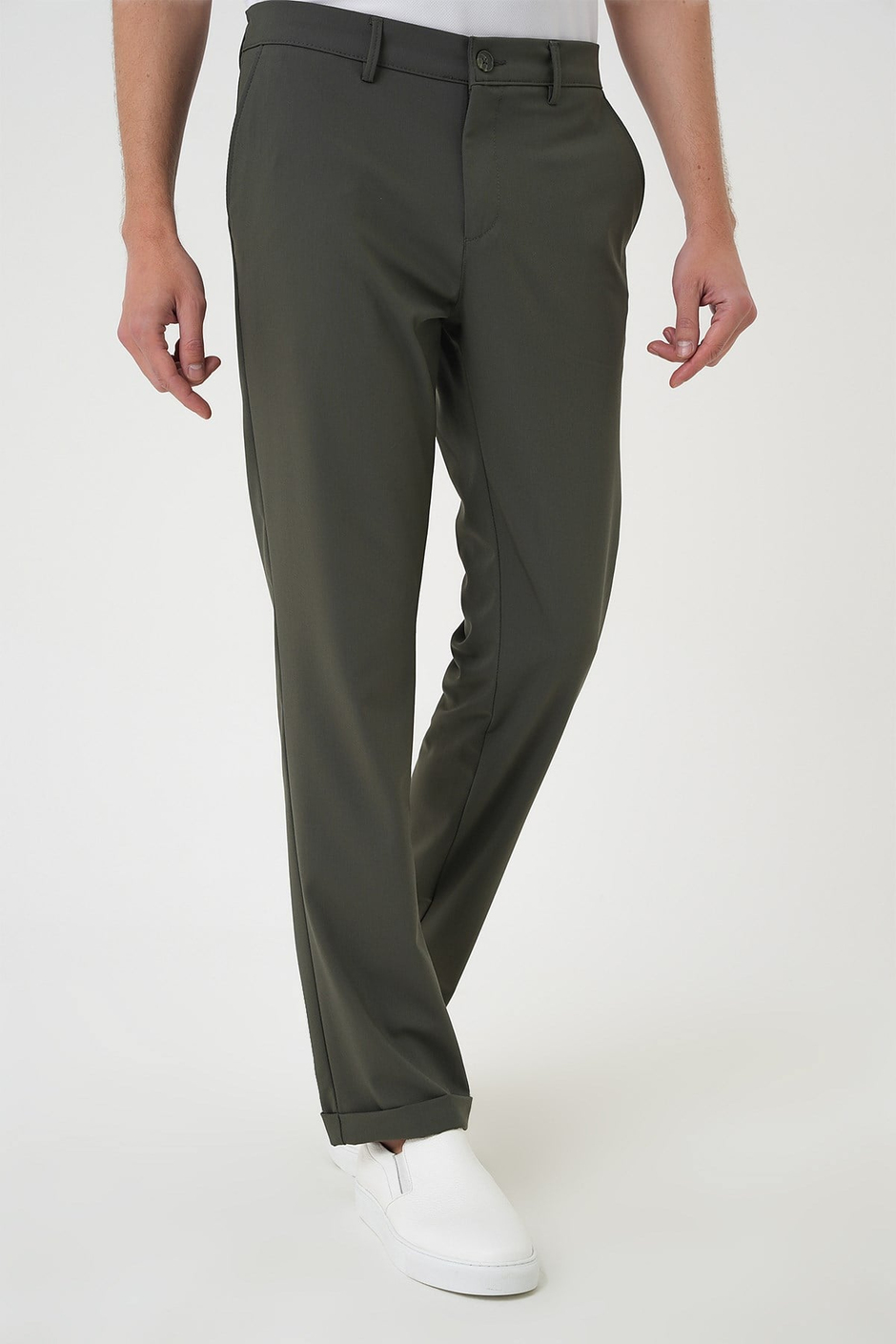 Comfort Fit Rahat Kalıp Beli Lastikli Haki Jogger Pantolon  P 1185