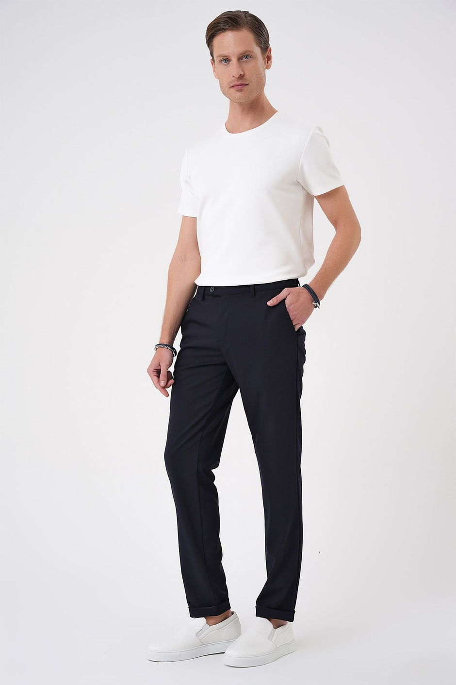 Comfort Fit Rahat Kalıp Beli Lastikli Lacivert Jogger Pantolon  P 1184