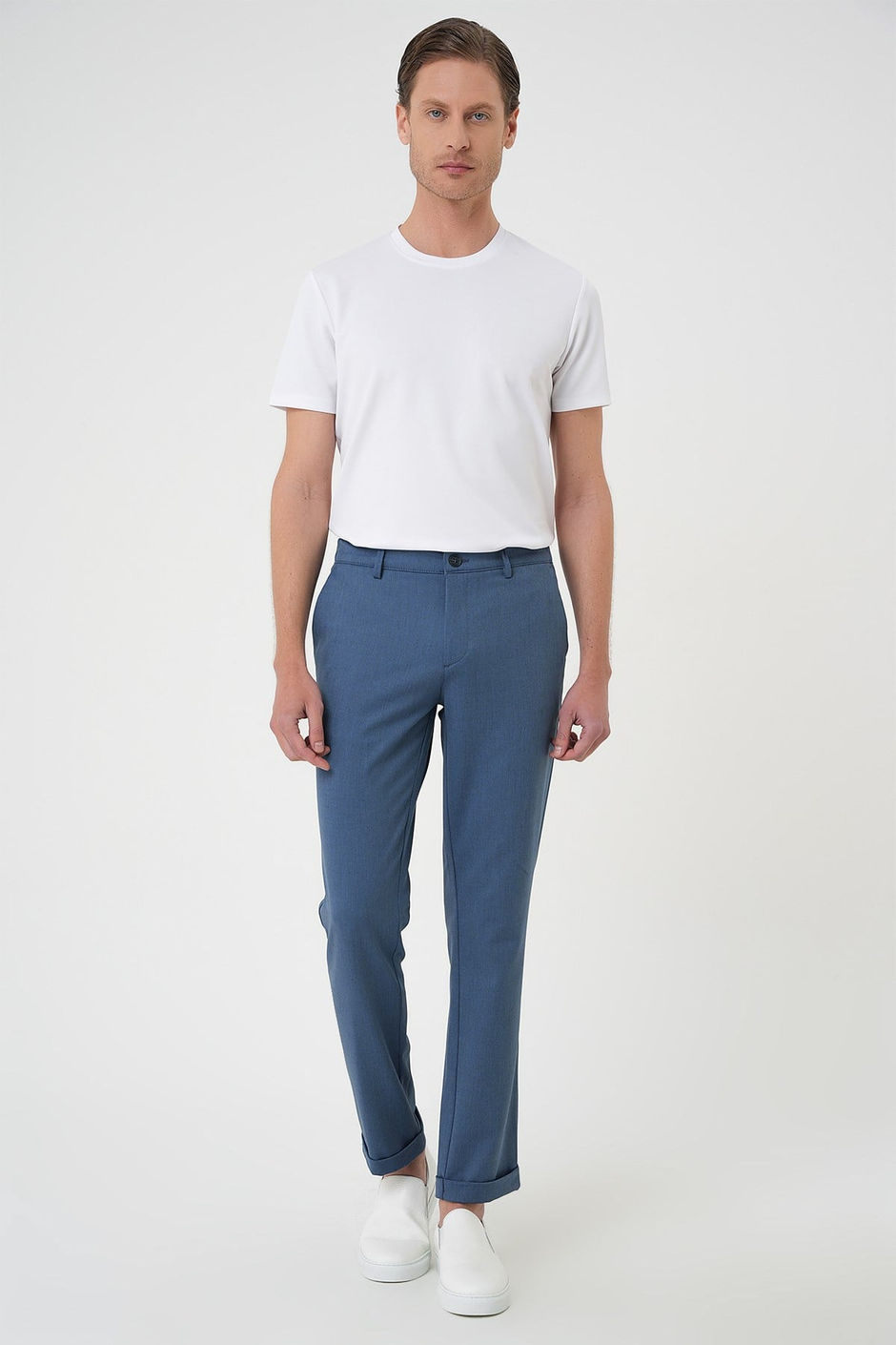 Comfort Fit Rahat Kalıp Beli Lastikli İndigo Jogger Pantolon  P 1183