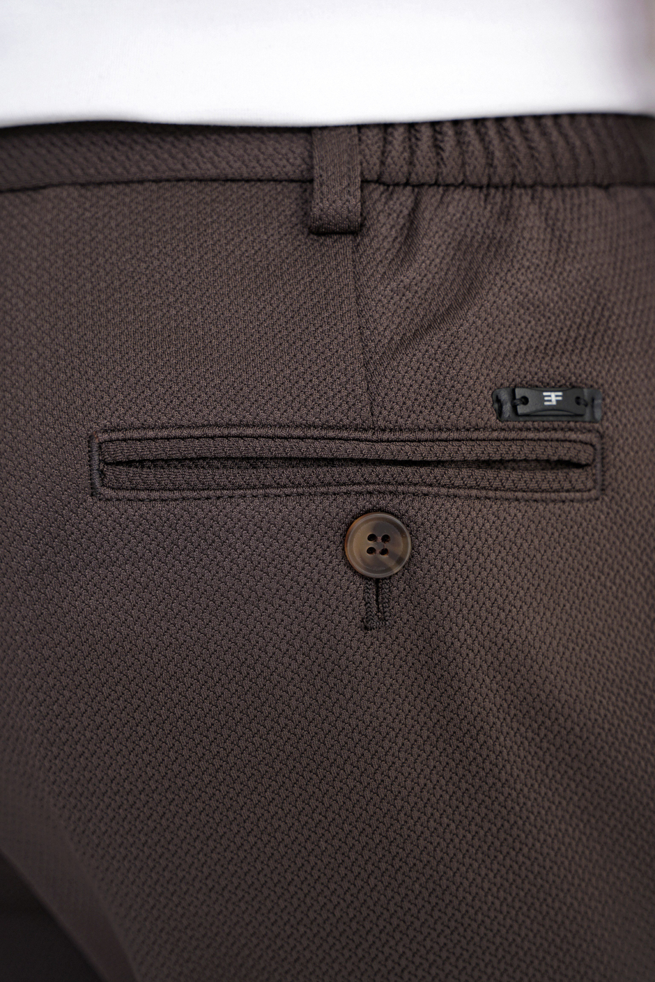 Comfort Fit Rahat Kalıp Beli Lastikli Armürlü Dokuma Esnek Pamuklu Kahverengi Jogger Pantolon P 1217