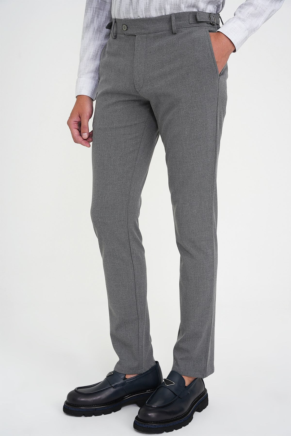 Comfort Fit Rahat Kalıp Beli Lastikli Yandan Tokalı Esnek Açık Gri Jogger Pantolon P 1178