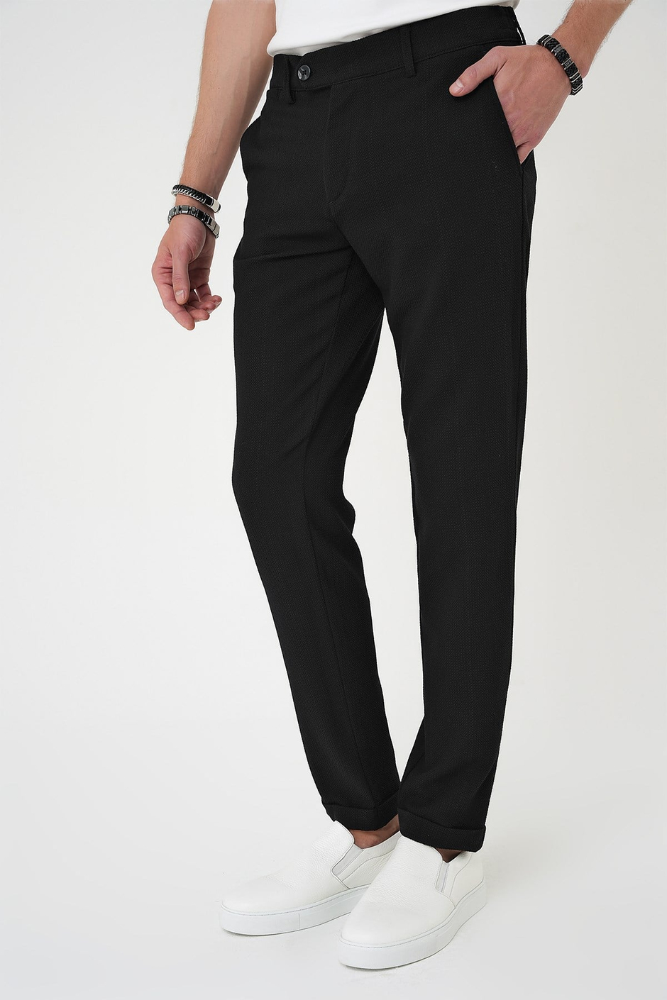 Comfort Fit Rahat Kalıp Beli Lastikli Siyah Jogger Pantolon  P 1179