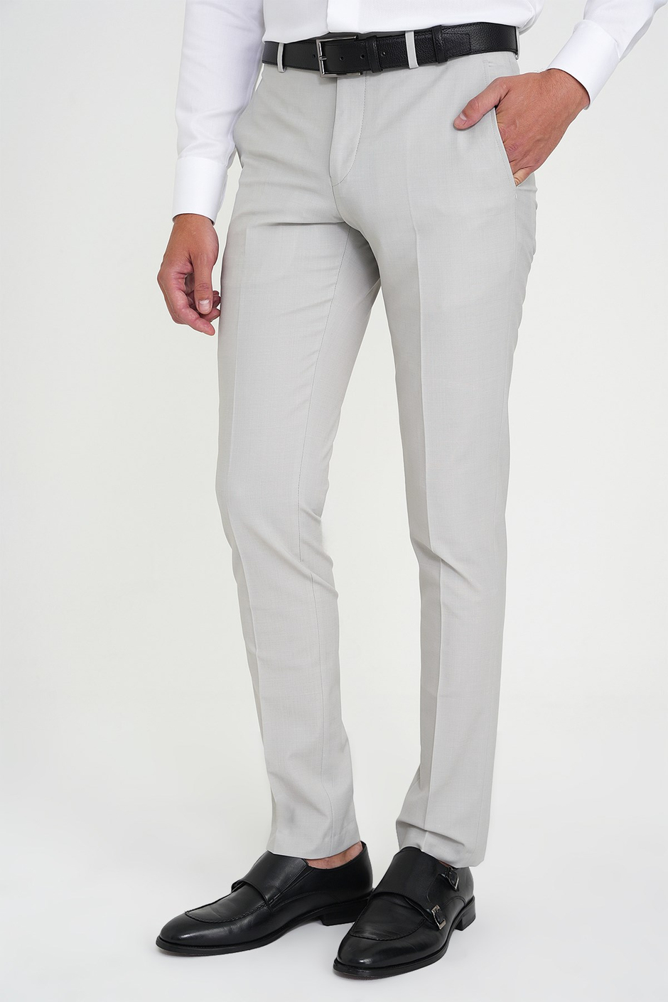 Comfort Fit Rahat Kalıp Esnek %97 Yün Klasik Düz Taş Kumaş Pantolon P 1191