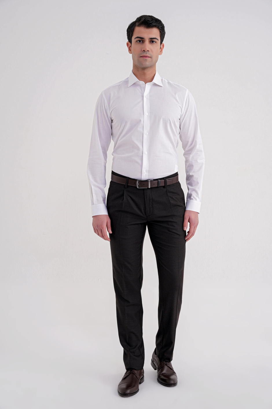 Comfort Fit Rahat Kalıp Esnek Yünlü Pileli Kahverengi Kumaş Pantolon P 1210