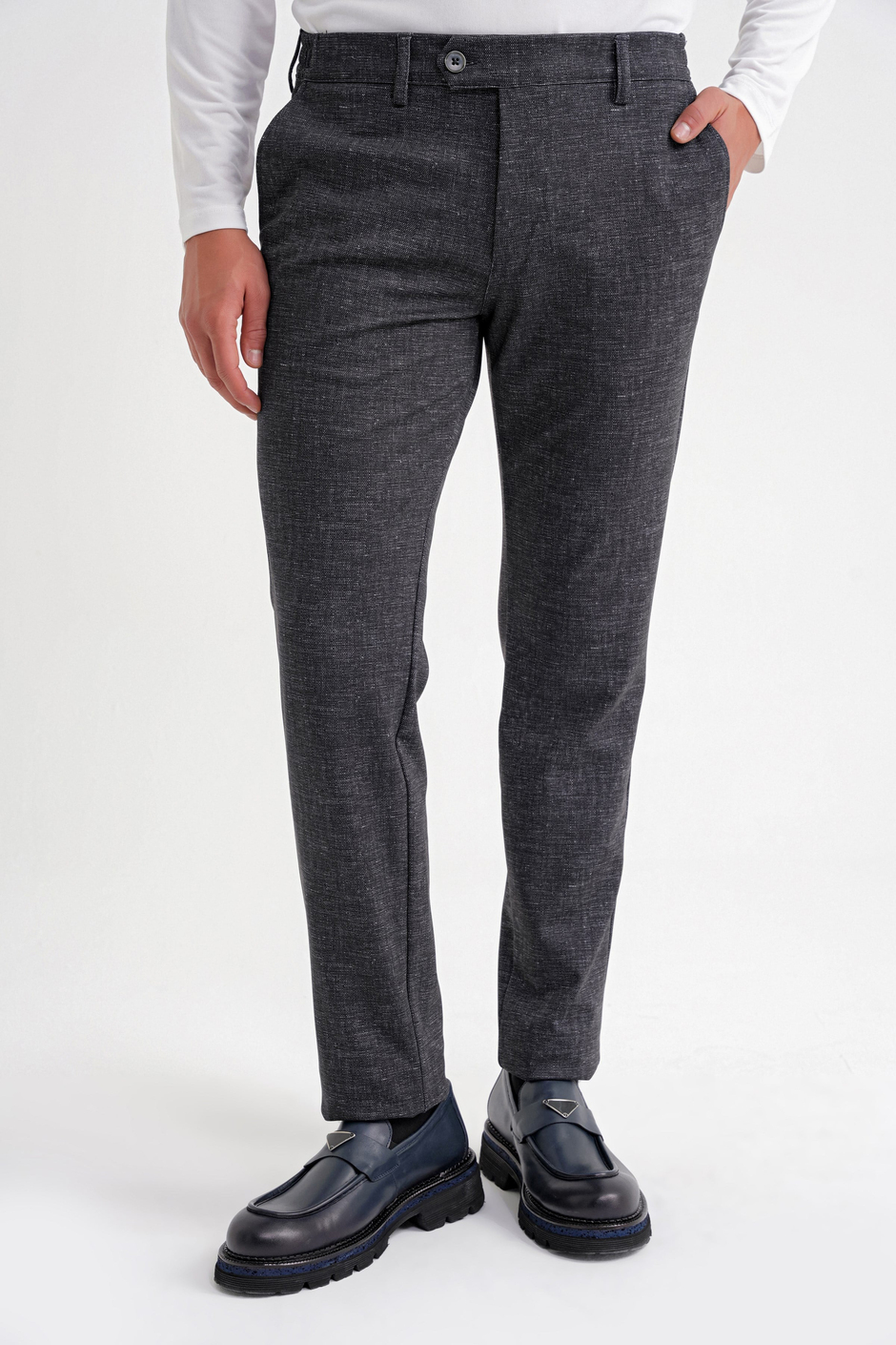 Comfort Fit Rahat Kalıp Kırçıllı Beli Lastikli Siyah-1 Jogger Pantolon P 1176