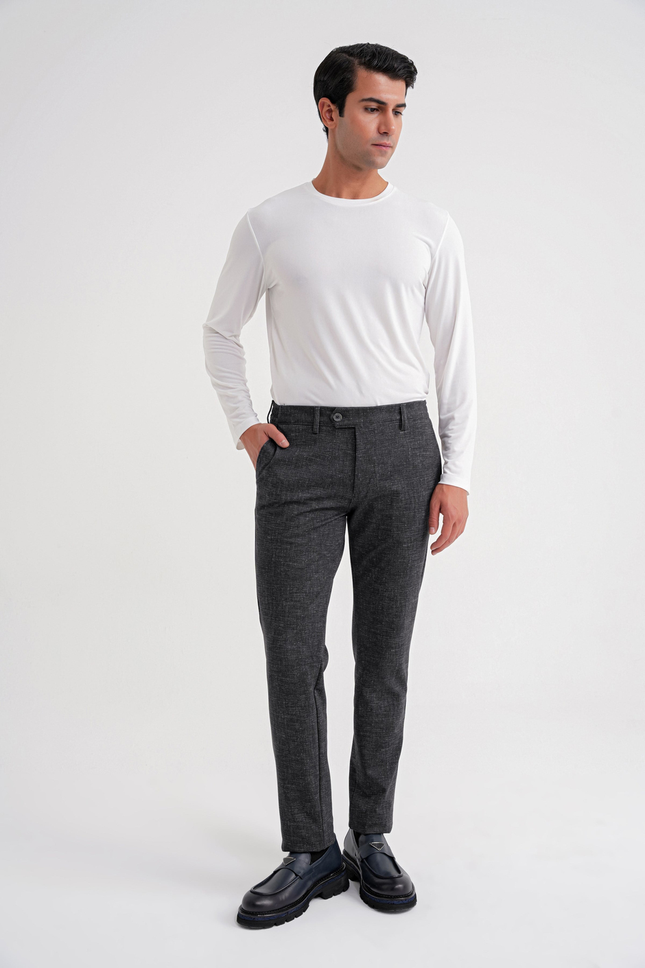 Comfort Fit Rahat Kalıp Kırçıllı Beli Lastikli Siyah-1 Jogger Pantolon P 1176