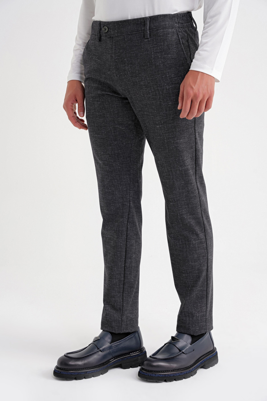 Comfort Fit Rahat Kalıp Kırçıllı Beli Lastikli Siyah-1 Jogger Pantolon P 1176
