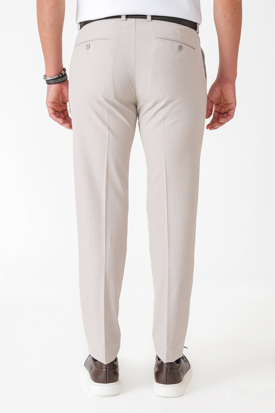 Comfort Fit Rahat Kalıp Pileli Esnek Pamuklu Çizgili Taş Jogger Pantolon P 1218