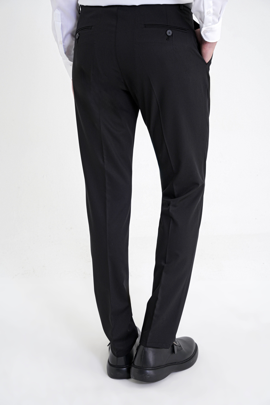 Comfort Fit Rahat Kalıp Yan Cep Esnek Pamuklu Gabardin Pileli Siyah Pantolon P 1211