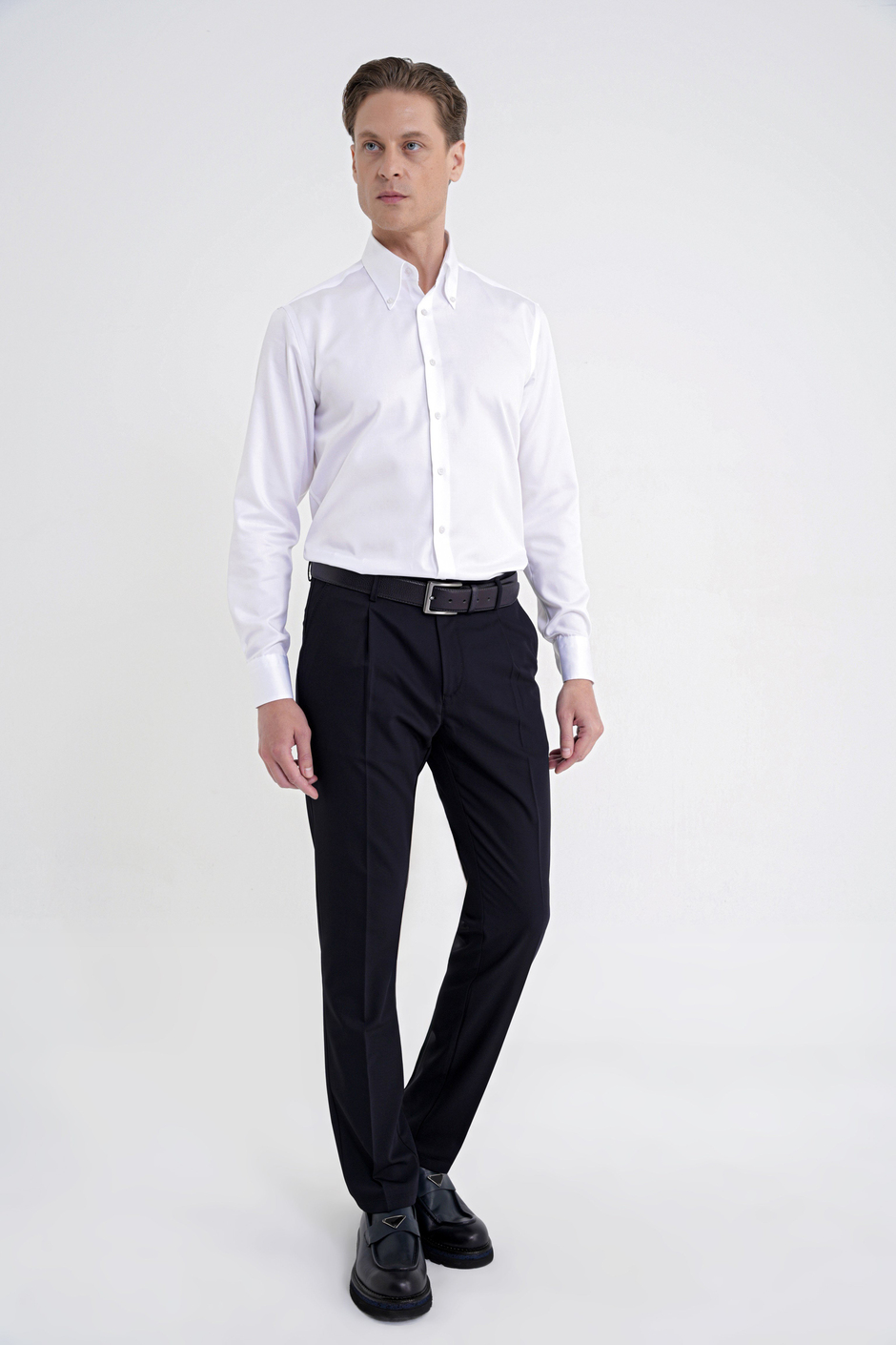 Comfort Fit Rahat Kalıp Yan Cep Esnek Pamuklu Gabardin Pileli Lacivert Pantolon P 1211