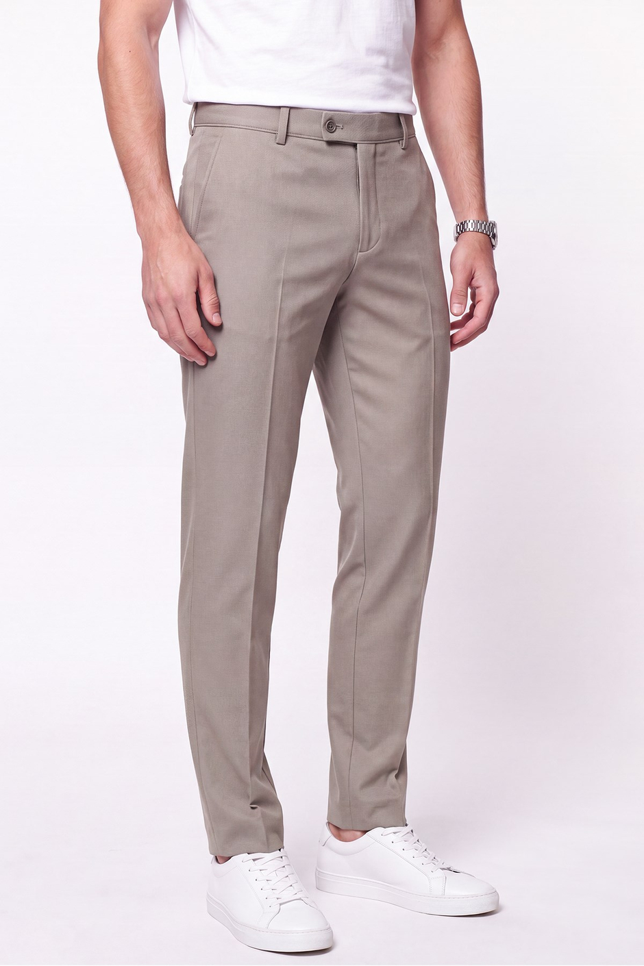 Comfort Fit Rahat Kalıp Yan Cep Pamuklu Dokulu Kum Pantolon P 1219