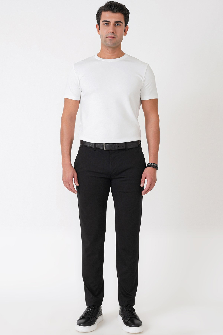 Comfort Fit Rahat Kalıp Yan Cep Pamuklu Dokulu Siyah-1 Pantolon P 1219