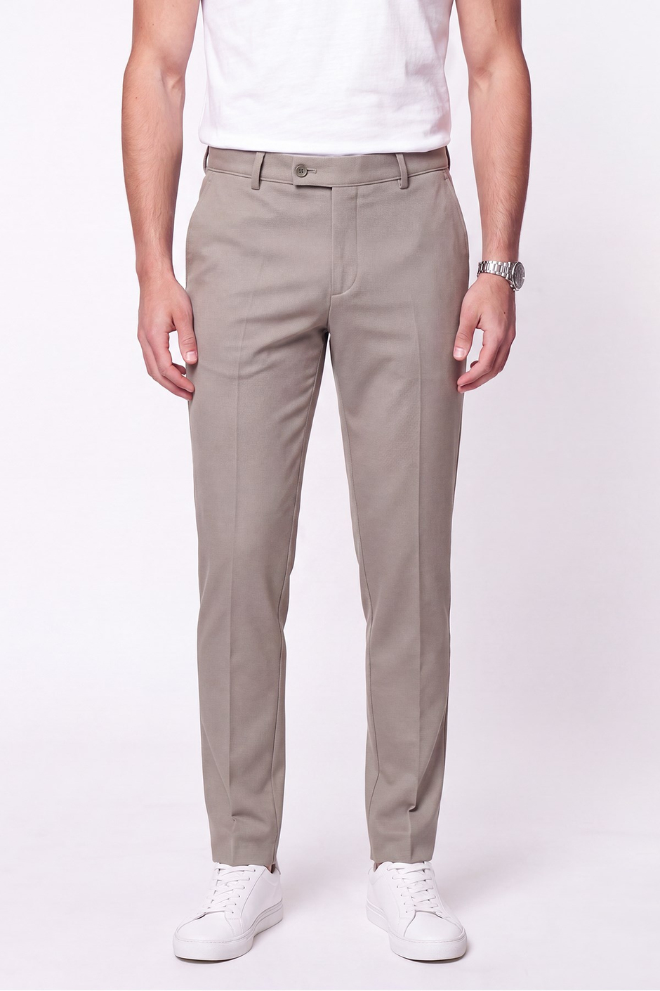Comfort Fit Rahat Kalıp Yan Cep Pamuklu Dokulu Kum Pantolon P 1219