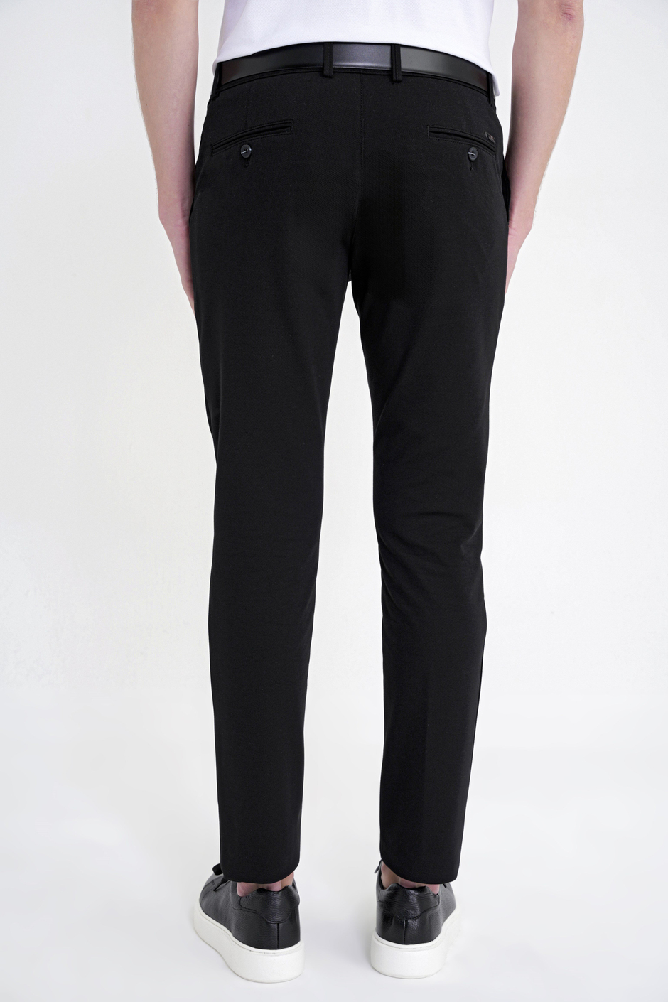 Comfort Fit Rahat Kalıp Yan Cep Pamuklu Dokulu Siyah Pantolon P 1219