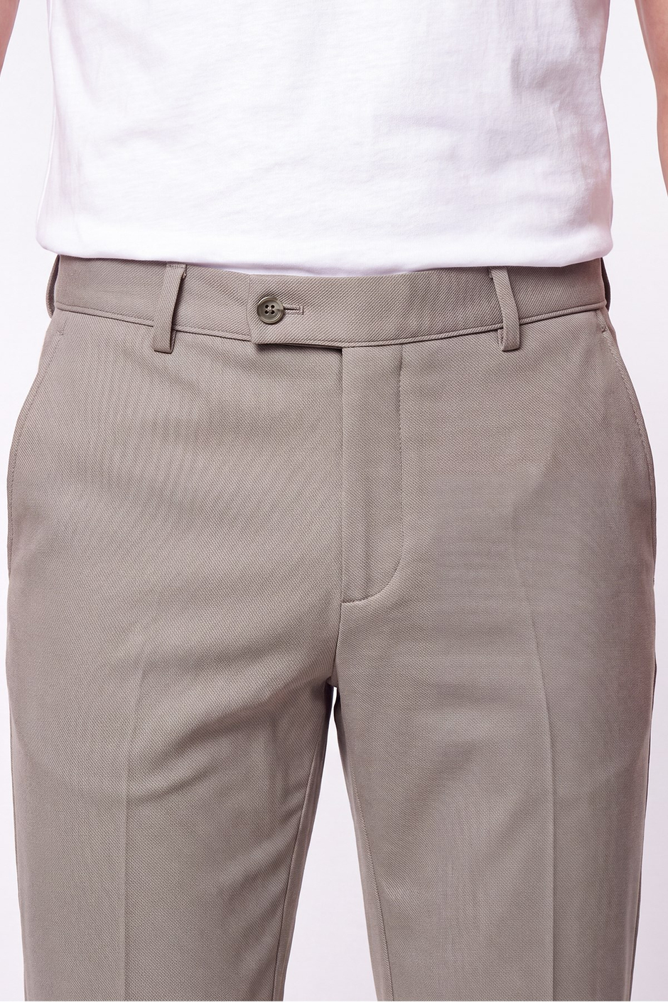 Comfort Fit Rahat Kalıp Yan Cep Pamuklu Dokulu Kum Pantolon P 1219