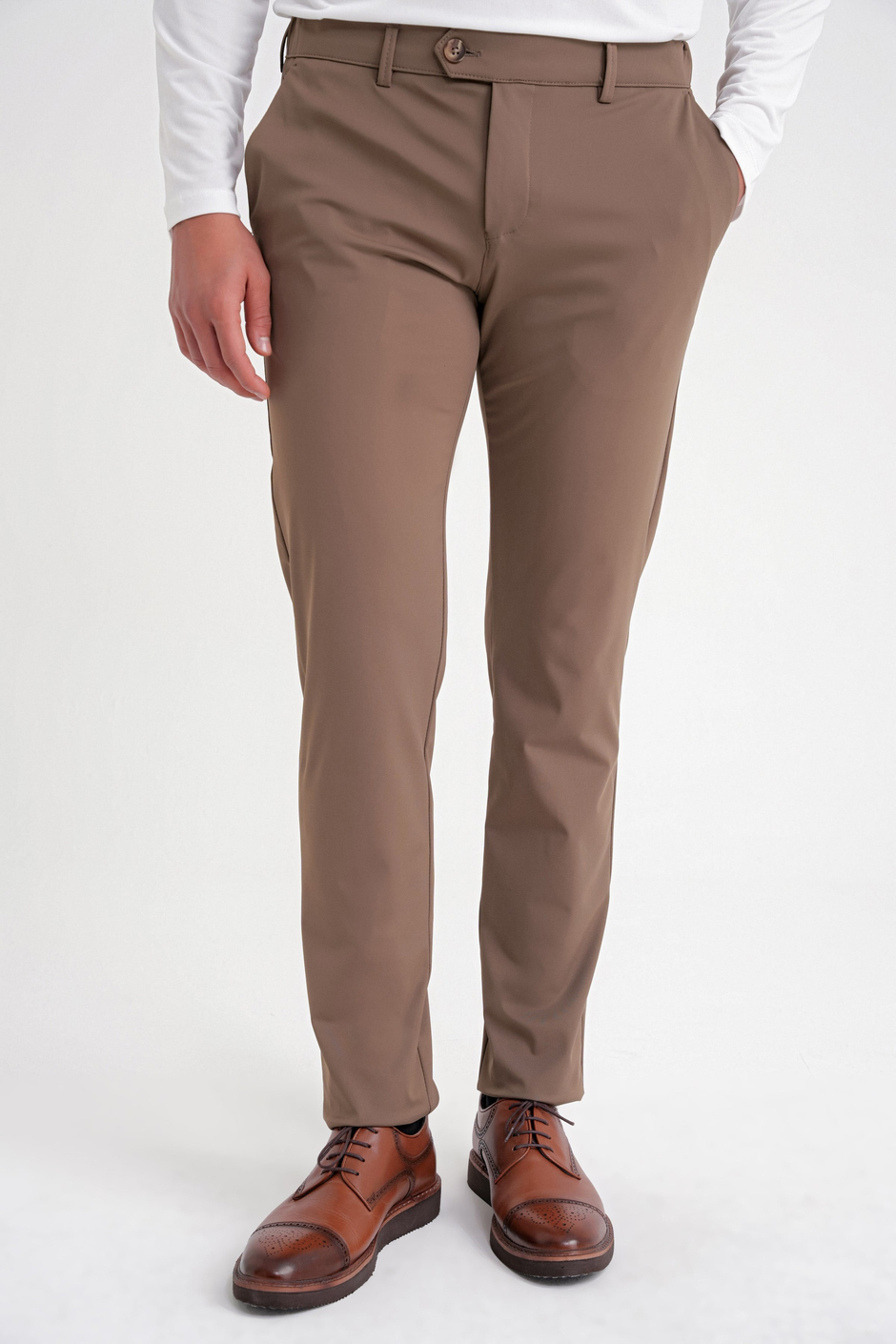 Comfort Fit Rahat Kalıp Yan Cepli Esnek Pamuklu Tütün Pantolon P 1203 