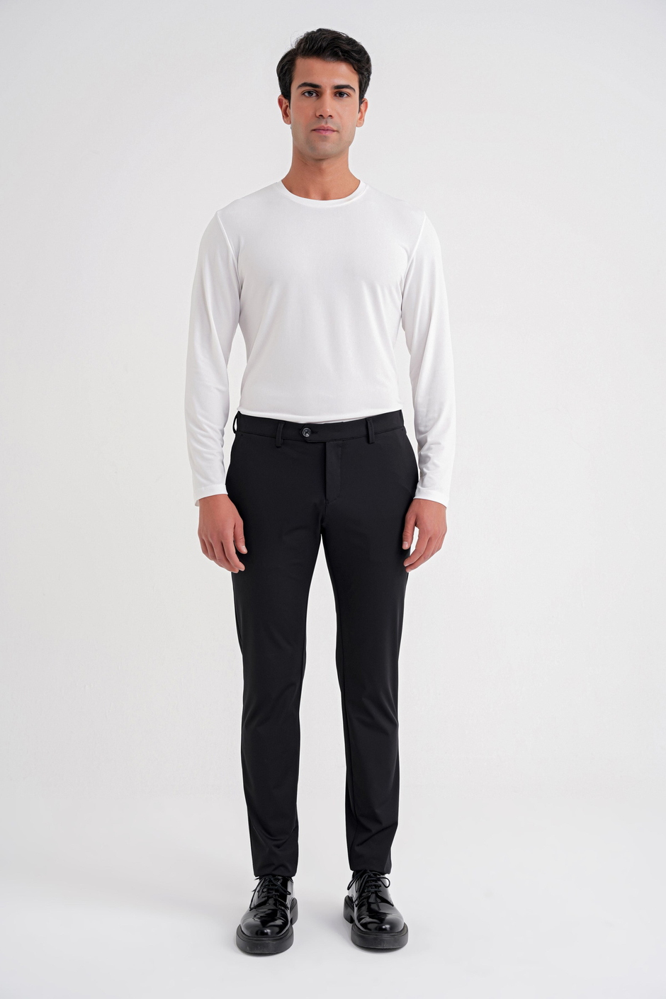 Comfort Fit Rahat Kalıp Yan Cepli Esnek Pamuklu Siyah Pantolon P 1203 