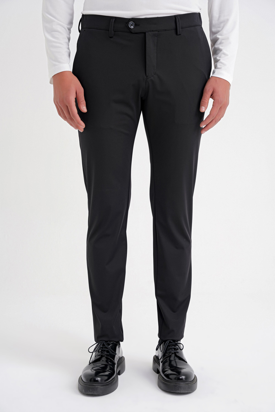 Comfort Fit Rahat Kalıp Yan Cepli Esnek Pamuklu Siyah Pantolon P 1203 