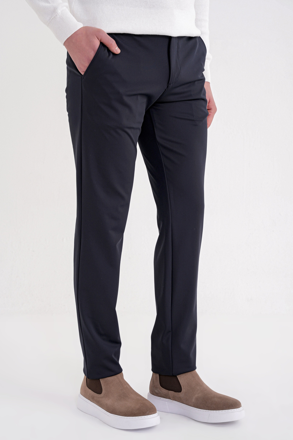 Comfort Fit Rahat Kalıp Yan Cepli Esnek Pamuklu Lacivert Pantolon P 1207