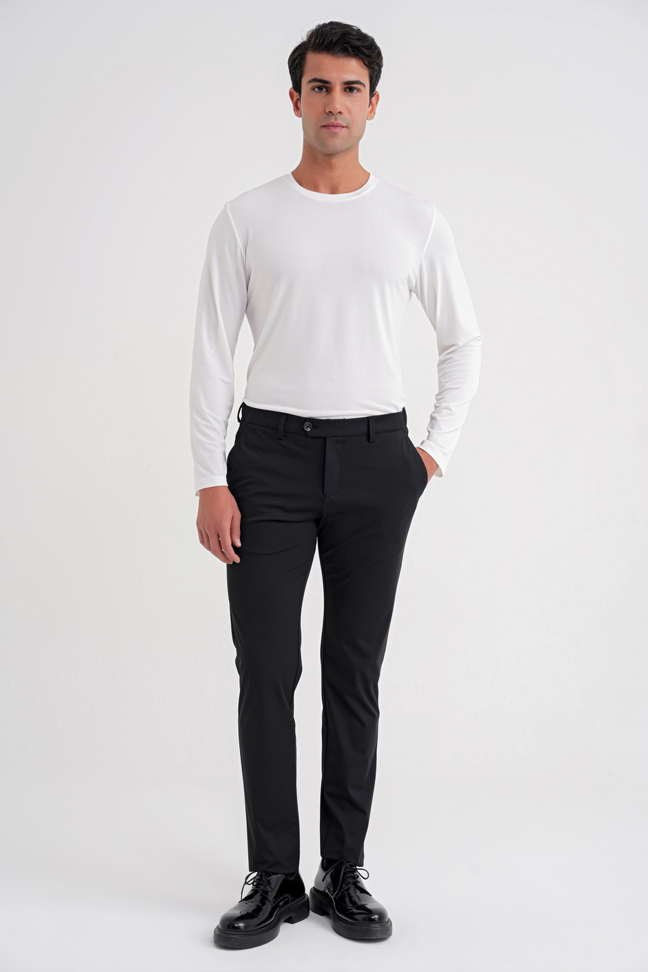 Comfort Fit Rahat Kalıp Yan Cepli Esnek Pamuklu Siyah Pantolon P 1203 