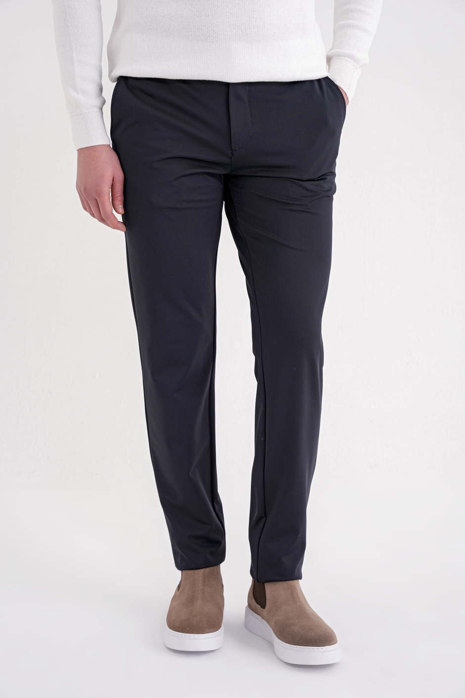 Comfort Fit Rahat Kalıp Yan Cepli Esnek Pamuklu Lacivert Pantolon P 1207