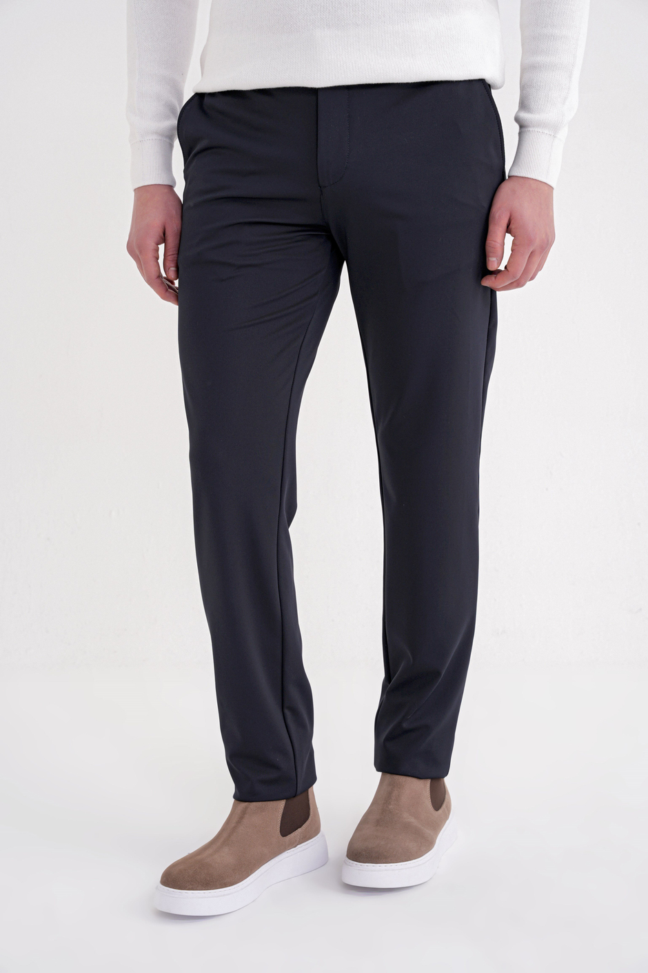 Comfort Fit Rahat Kalıp Yan Cepli Esnek Pamuklu Lacivert Pantolon P 1207