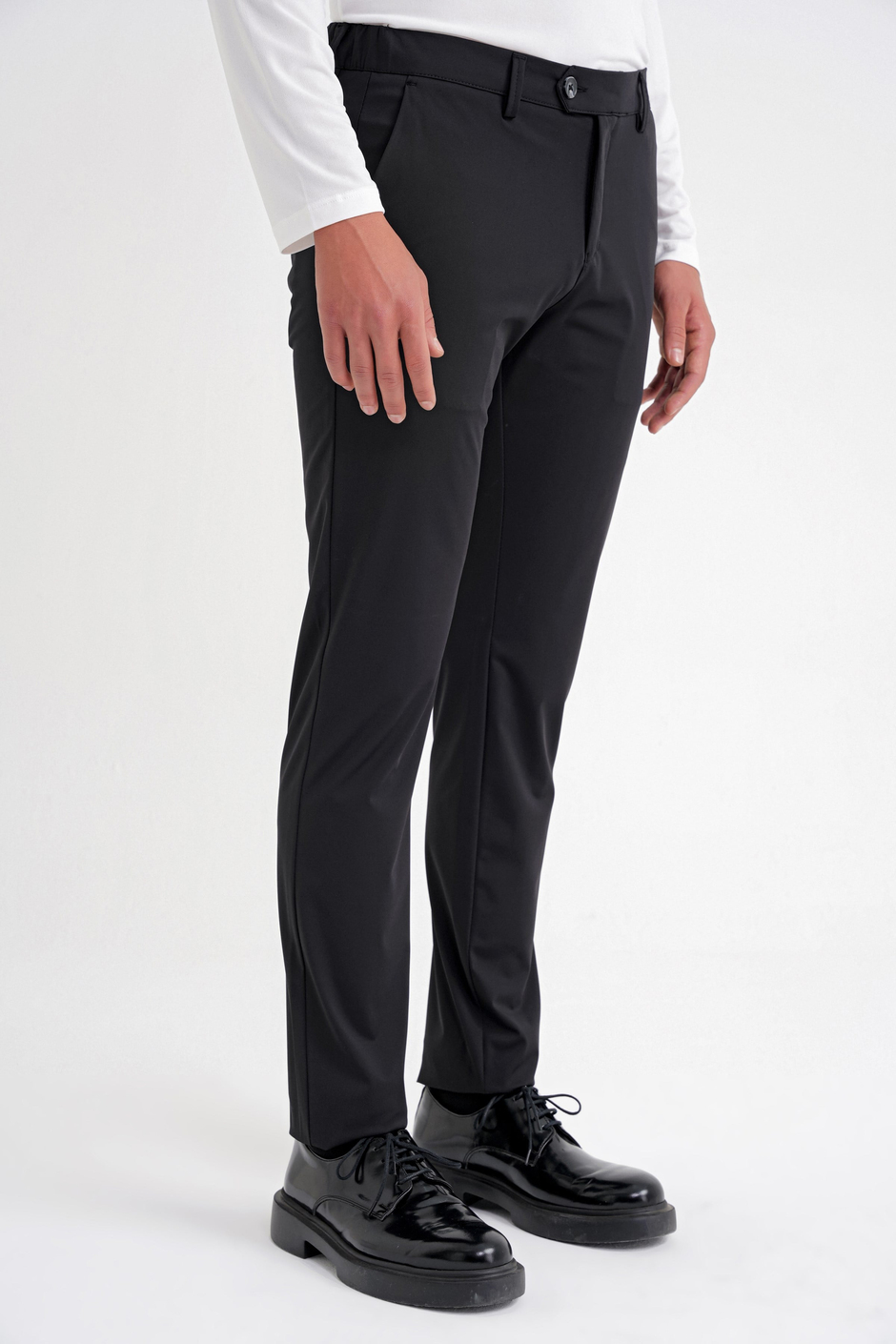 Comfort Fit Rahat Kalıp Yan Cepli Esnek Pamuklu Siyah Pantolon P 1203 