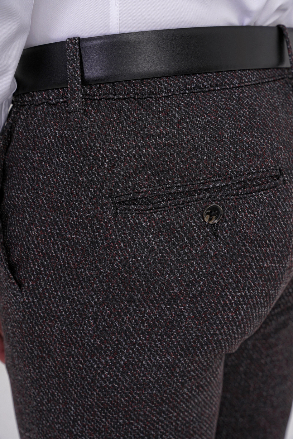 Comfort Fit Rahat Kalıp Yan Cepli Esnek Yünlü Kırçıllı Siyah Pantolon P 1208