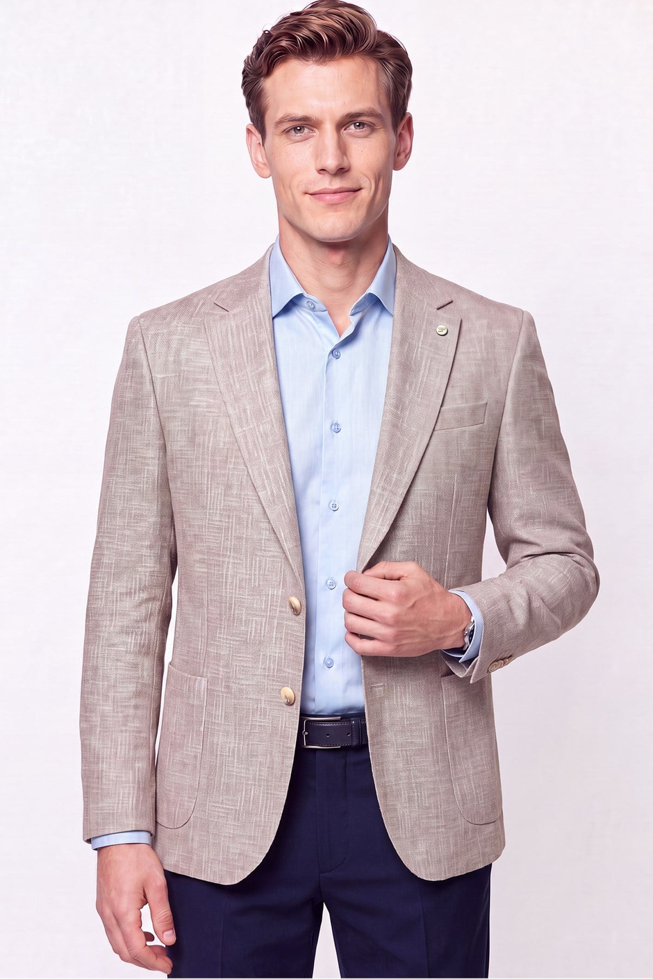 Comfort Fit Torba Cep Esnek Pamuklu Camel Blazer Ceket C 740