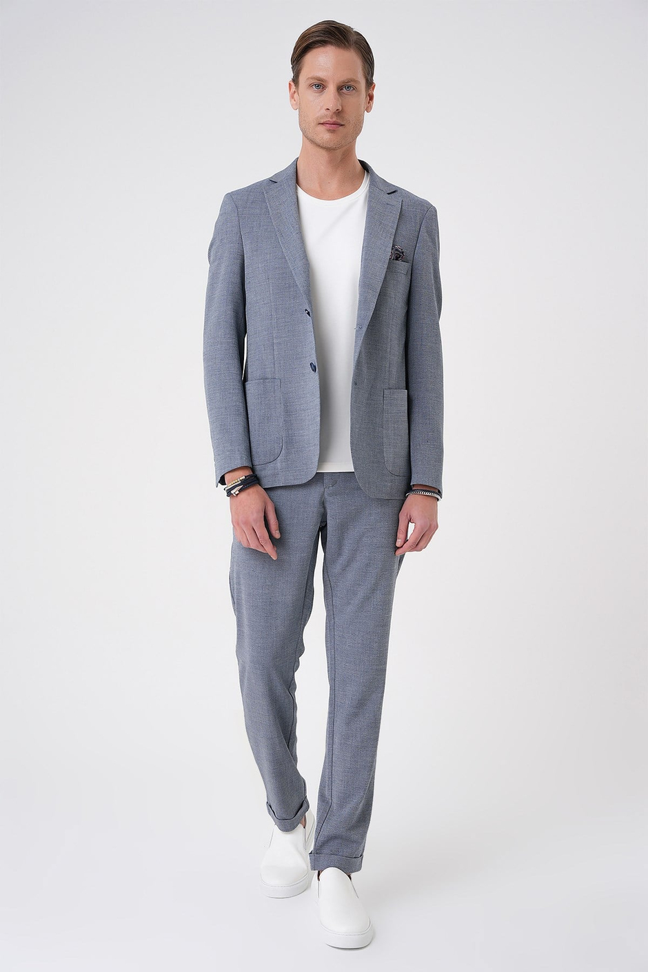 Comfort Fit Torba Cep Gofre Kumaş Koyu Gri Blazer Ceket C 679