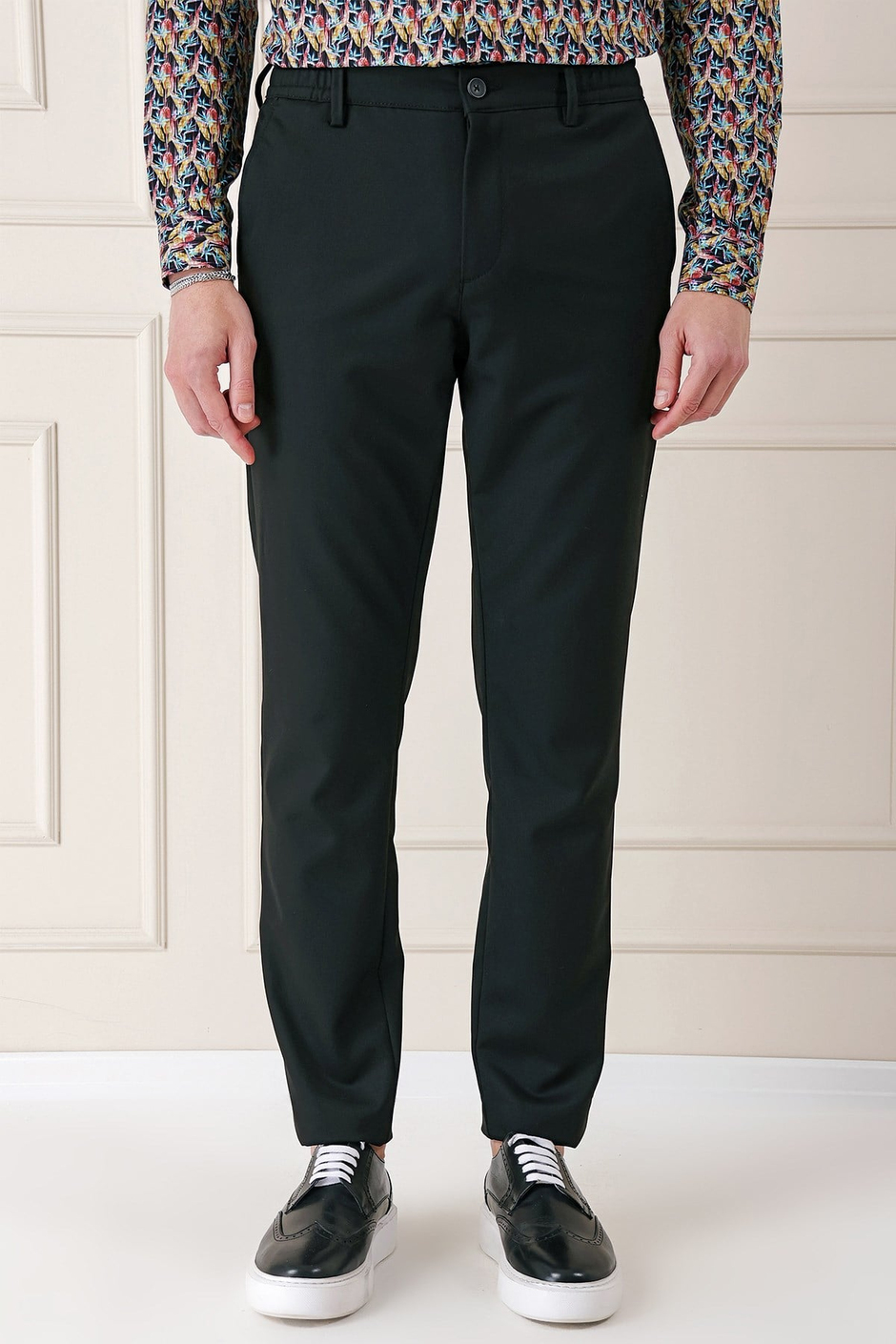Comfort Fit Yan Cep Beli Lastikli Esnek Pamuk Siyah Jogger Pantolon P 1143