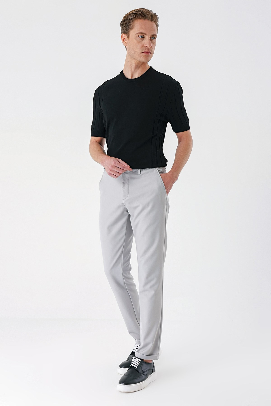 Comfort Fit Yan Cep Beli Lastikli Esnek Pamuk Taş Jogger Pantolon P 1143