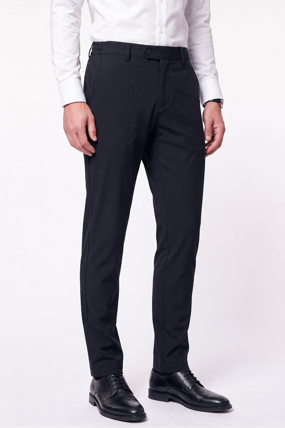 Comfort Fit Yan Cepli Beli Lastikli Esnek Pamuk Siyah Jogger Pantolon P 1223
