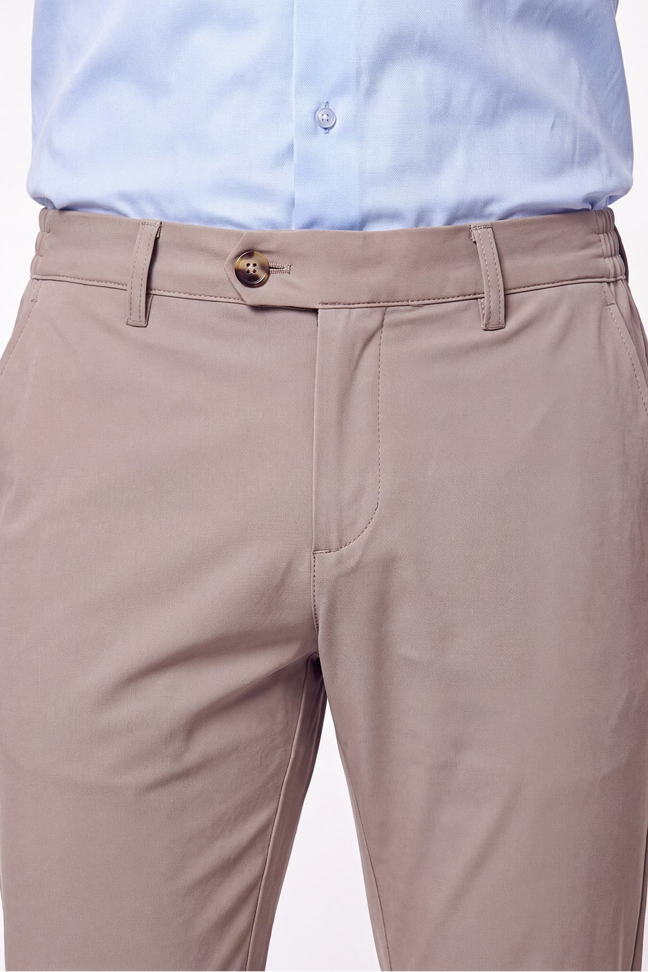Comfort Fit Yan Cepli Beli Lastikli Esnek Pamuk Koyu Bej Jogger Pantolon P 1223