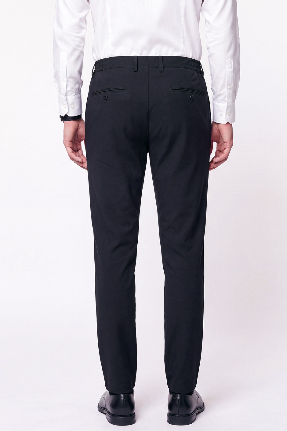 Comfort Fit Yan Cepli Beli Lastikli Esnek Pamuk Siyah Jogger Pantolon P 1223
