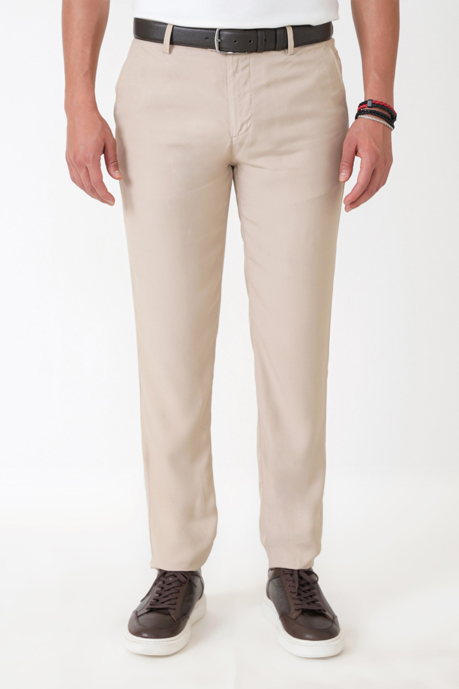 Comfort Fit Yan Cepli Pamuklu Bej Pantolon P 1225