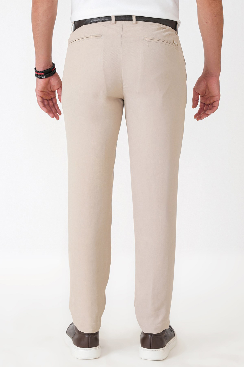 Comfort Fit Yan Cepli Pamuklu Bej Pantolon P 1225