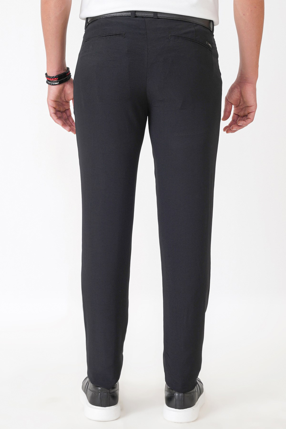 Comfort Fit Yan Cepli Pamuklu Siyah Pantolon P 1225