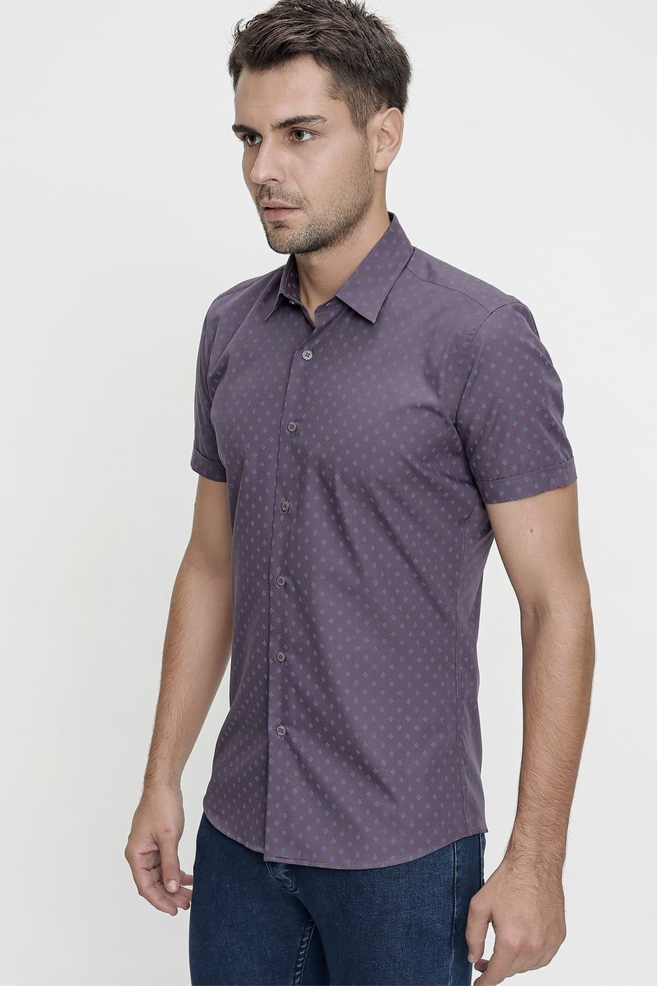 G 1474 Slim Fit Füme Spor Gömlek