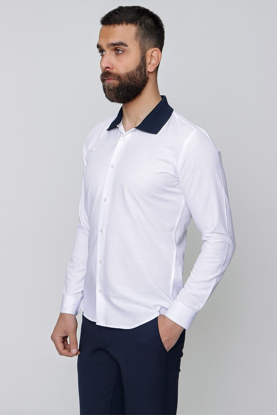 G 1491 Slim Fit Beyaz Spor Gömlek