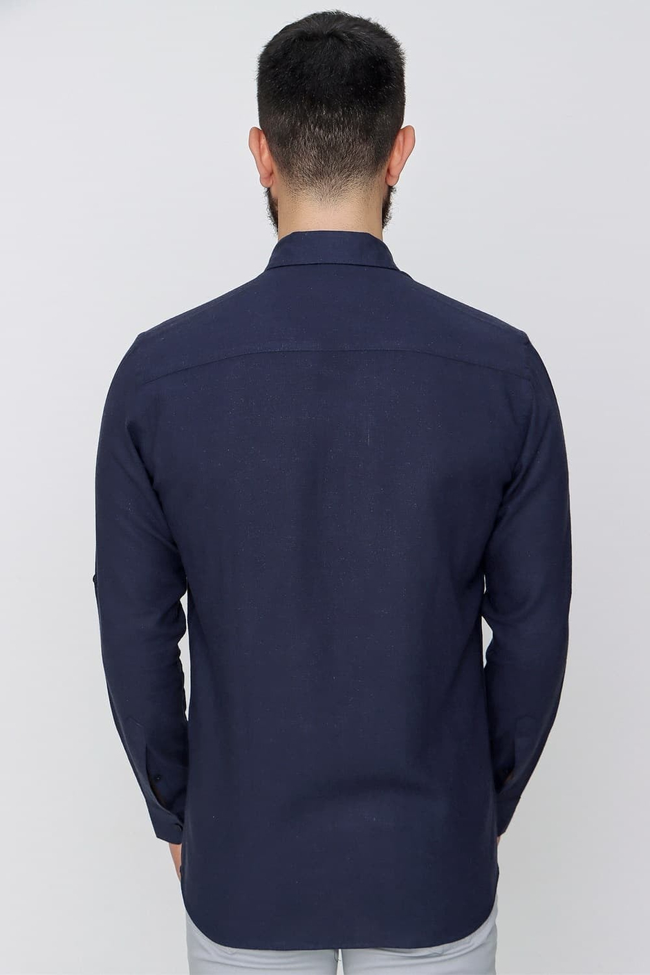 G 1497 Slim Fit Lacivert Spor Gömlek
