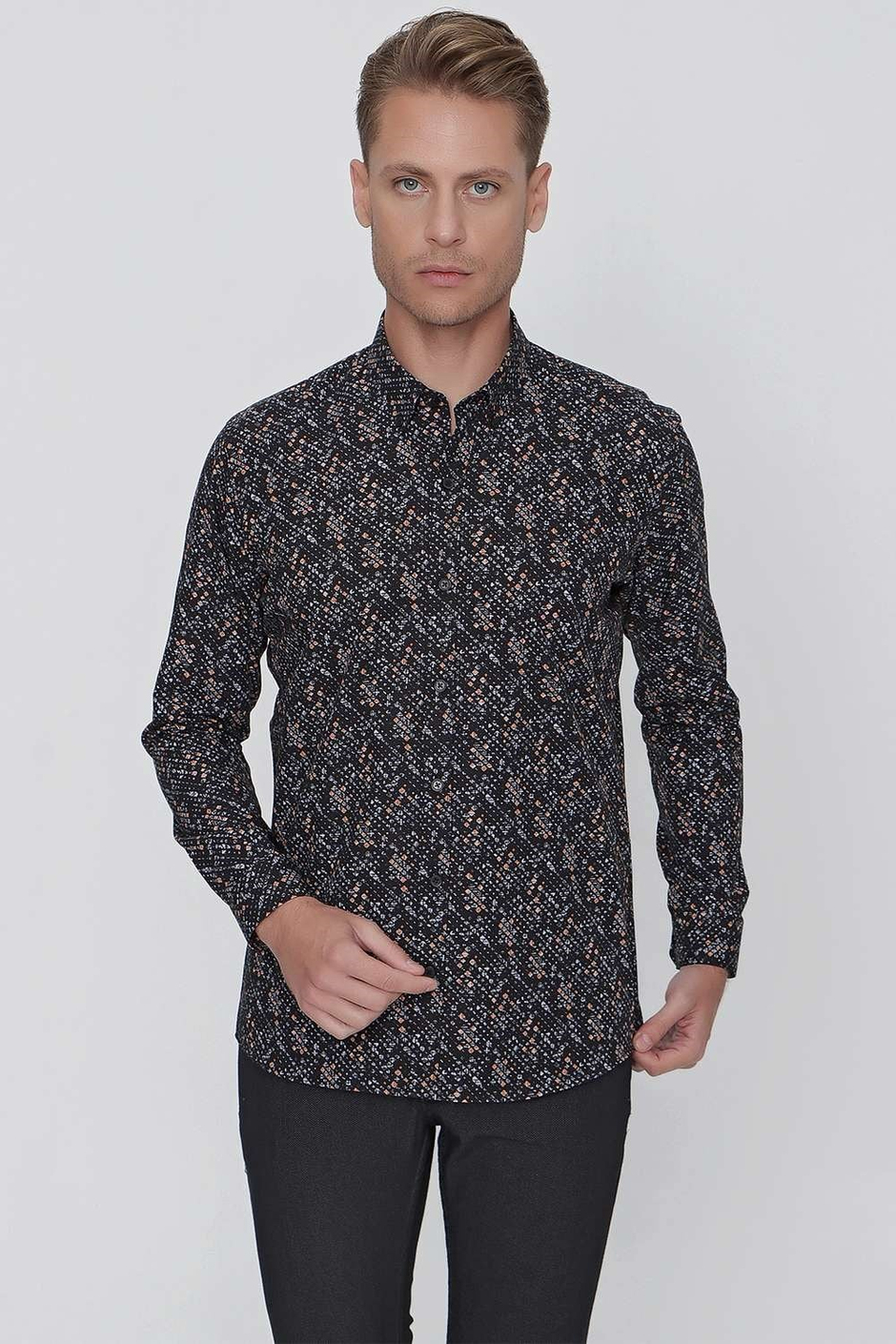 G 1520 Slim Fit Siyah Spor Gömlek